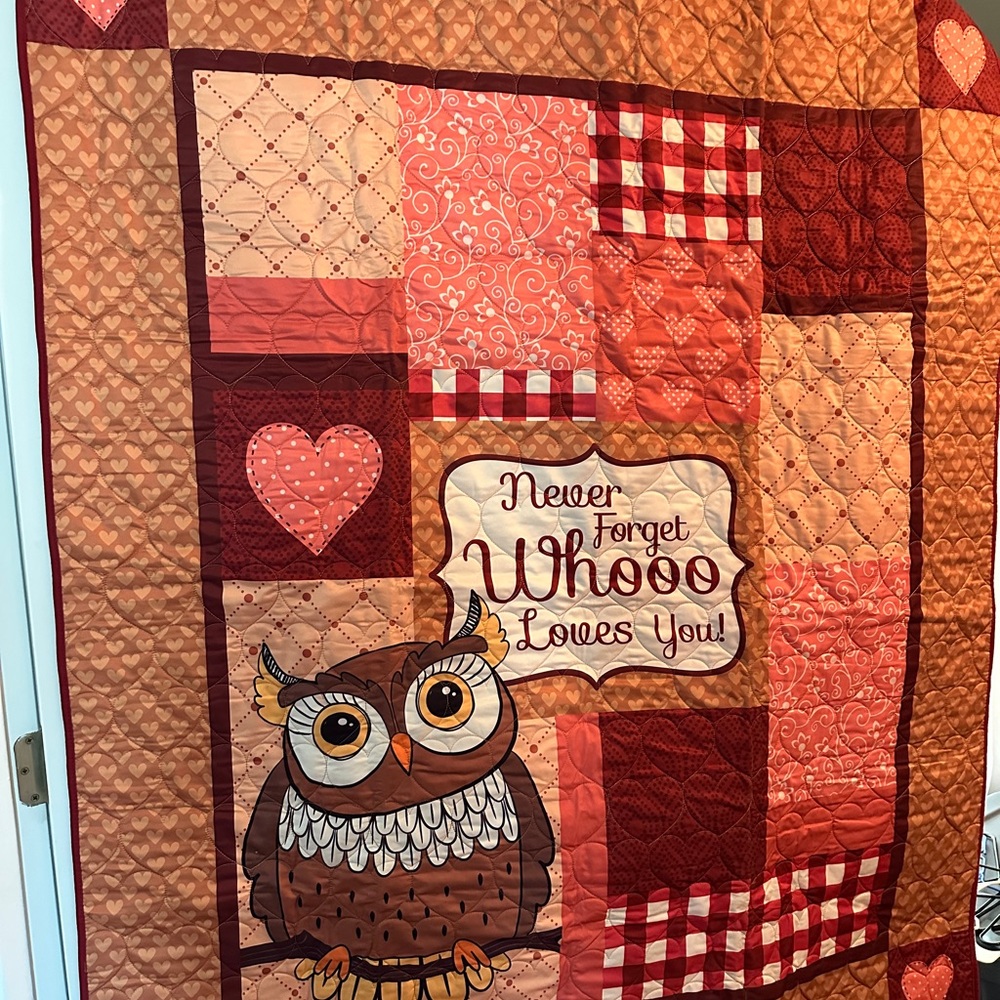 Owl Blanket From Danbury Mint- Great As A Wall Hanging And Bed Cover